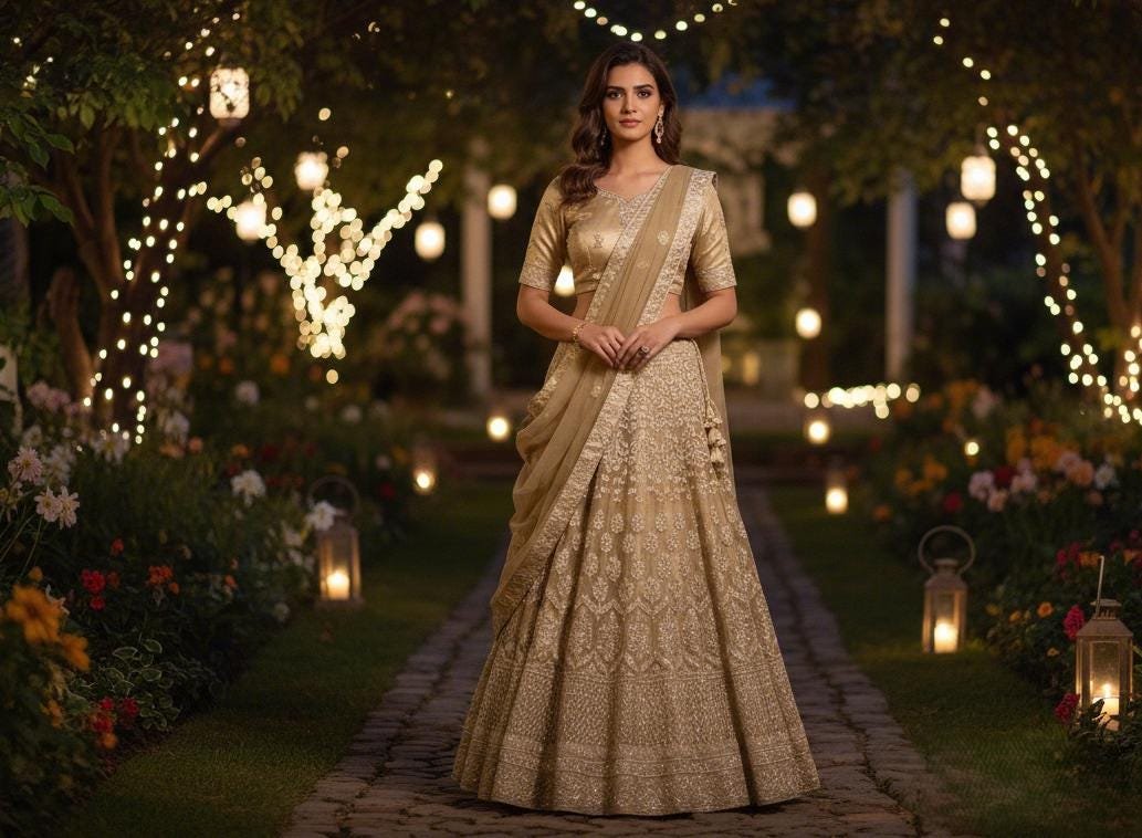 il_fullxfull.7340119624_6gvu.jpg Glitter Net Embroidered Lehenga Choli: Ready to Wear Ethnic Dress - Image 3