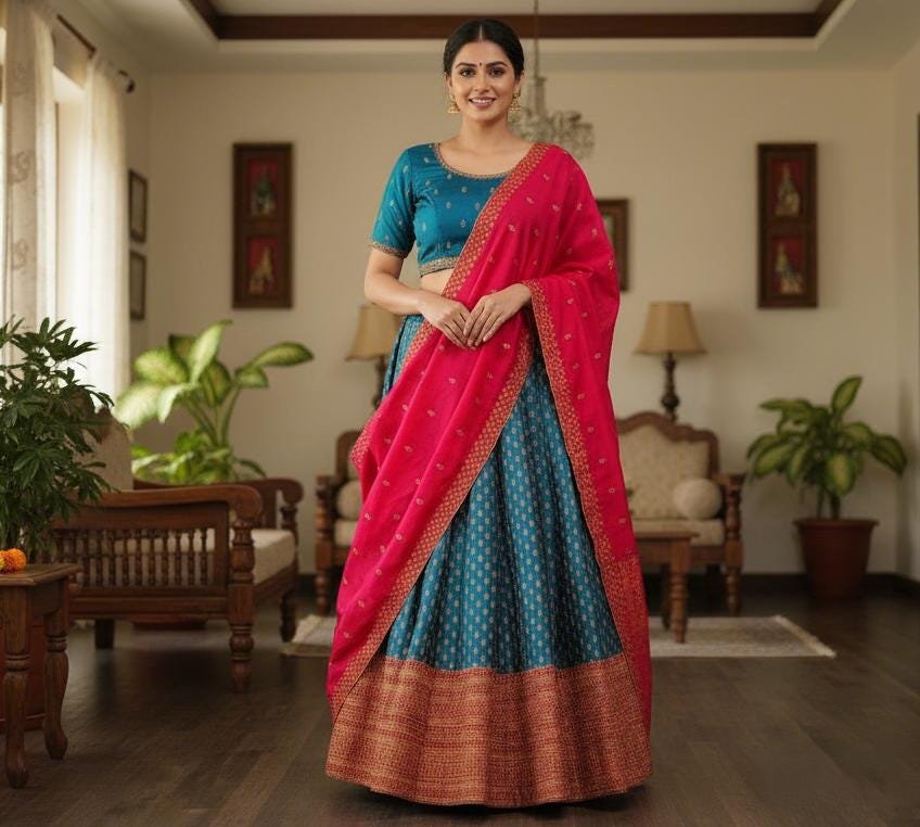 il_fullxfull.7340927874_1hxz.jpg Embroidered Silk Lehenga: Ready to Wear, Stitched Indian Dress - Image 7