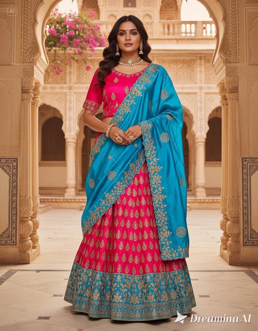 il_fullxfull.7340997246_sf9b.jpg Embroidered Silk Lehenga: Ready to Wear Indian Wedding Dress - Image 5