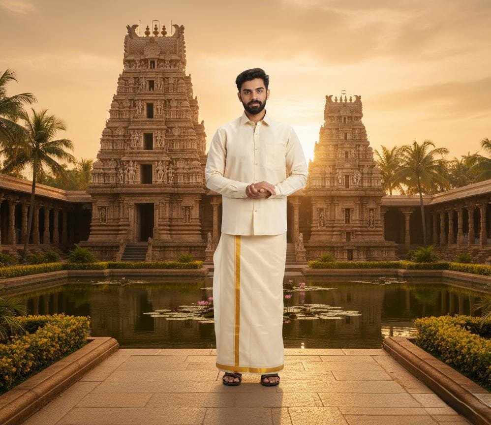 il_fullxfull.7380718813_bo1n.jpg Men's Wedding Dhoti Set – Cotton Rich Blend Shirt, Jari Border