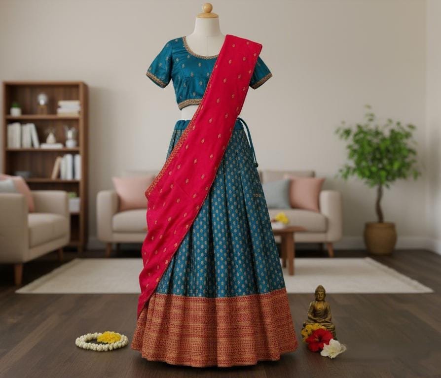 il_fullxfull.7388866641_bha6.jpg Embroidered Silk Lehenga: Ready to Wear, Stitched Indian Dress - Image 3