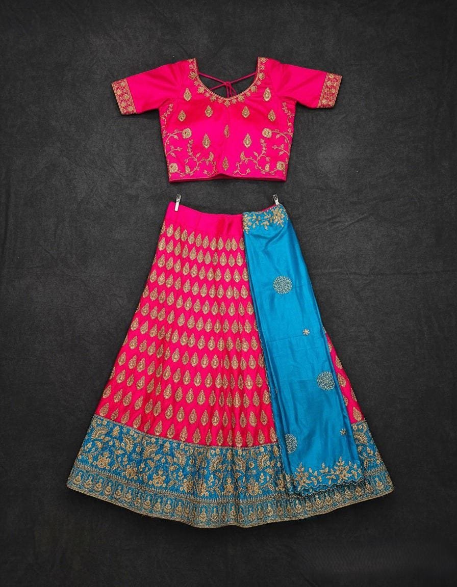 il_fullxfull.7388935057_n0g0.jpg Embroidered Silk Lehenga: Ready to Wear Indian Wedding Dress - Image 10