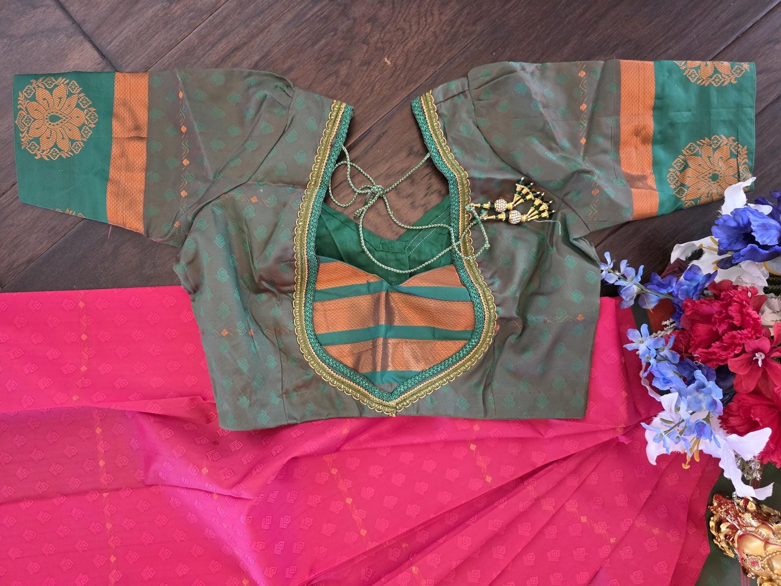 il_fullxfull.7451381758_qkb6.jpg Elegant Embossed Semi Silk Saree with Stitched Blouse - Image 10