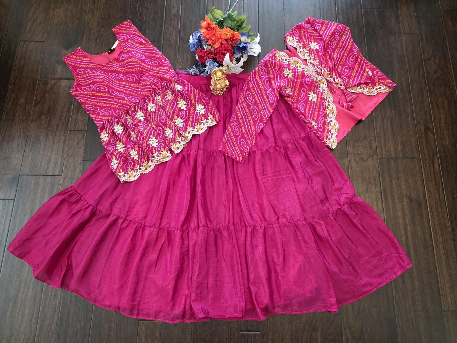 il_fullxfull.7477343614_7cjp.jpg Pink Embroidered Lehenga with Peplum Top & Jacket | Ethnic Party Wear - Image 2
