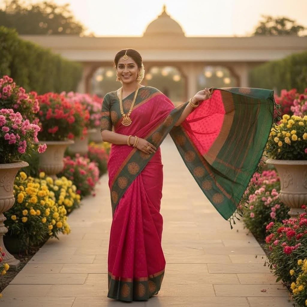 il_fullxfull.7499309401_9bpu.jpg Elegant Embossed Semi Silk Saree with Stitched Blouse - Image 3