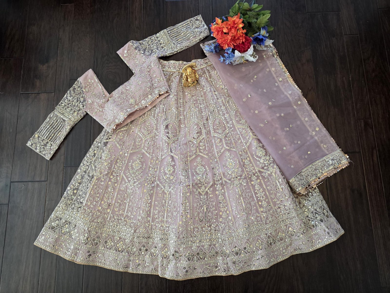 il_fullxfull.7567185725_ntxl.jpg Lilac Rose Blush Pink Embroidered Lehenga Choli with Dupatta | Heavy Work Indian Wedding Party Wear - Image 2